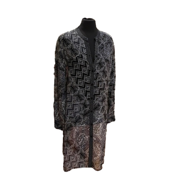 Bcbg MaxAzaria black, grey & white beautiful silk tunic or dress worn once Large - Picture 1 of 9